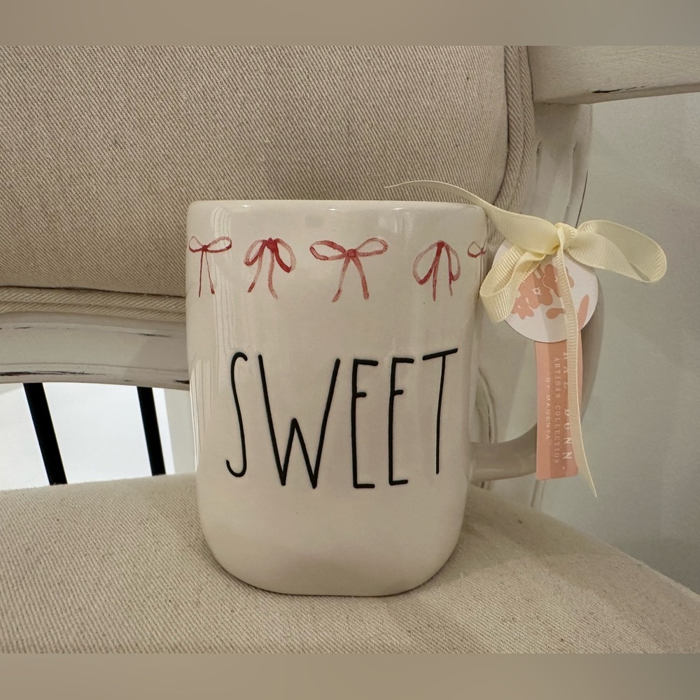 Rae Dunn NWT Sweet Ceramic Mug with Pink Bows
